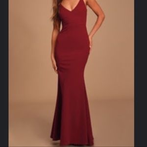NWT Lulu’s Infinite Glory Wine Red Maxi Dress